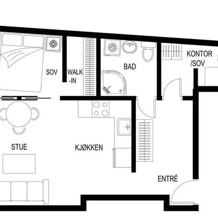 Rent this 1 bed apartment on Engen 6 in 5011 Bergen, Norway