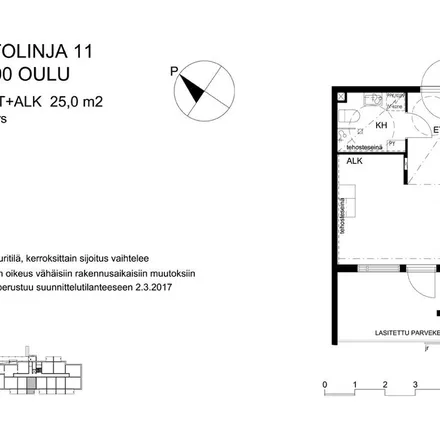 Rent this 1 bed apartment on Tietolinja 11 in 90590 Oulu, Finland