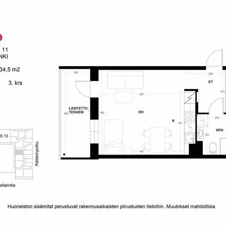 Rent this 1 bed apartment on Klaavuntie 11 in 00910 Helsinki, Finland