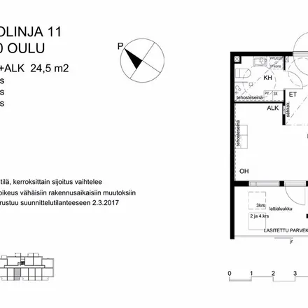 Rent this 1 bed apartment on Tietolinja 11 in 90590 Oulu, Finland