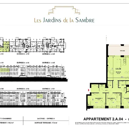 Rent this 3 bed apartment on Les Jardins de la Sambre in Rue Tir de Ronet 31-35, 5020 Namur