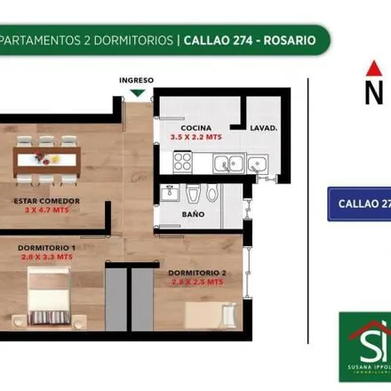 Buy this 2 bed apartment on Callao 282 in Alberto Olmedo, Rosario