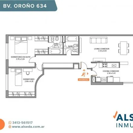 Buy this 2 bed apartment on Bulevar Nicasio Oroño 636 in Alberto Olmedo, Rosario