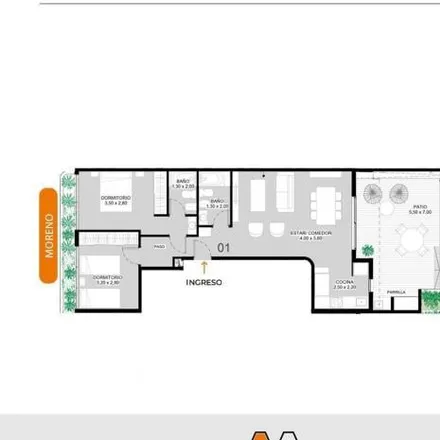 Buy this 2 bed apartment on Mariano Moreno 1141 in Rosario Centro, Rosario