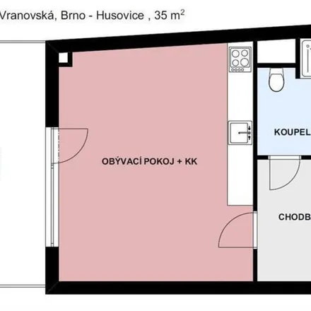 Rent this 1 bed apartment on Vranovská 834/49 in 614 00 Brno, Czechia