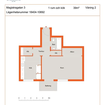 Rent this 1 bed apartment on Magistratsgatan 3 in 392 35 Kalmar, Sweden
