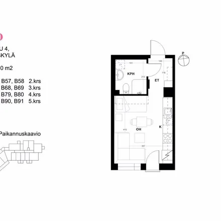 Rent this 1 bed apartment on Kerkkäkatu 4 in 40530 Jyväskylä, Finland