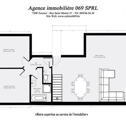 Rent this 2 bed apartment on Boulevard des Déportés 56 in 7500 Tournai, Belgium