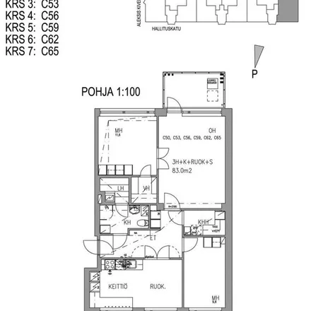 Rent this 3 bed apartment on Hallituskatu 7 in 33200 Tampere, Finland