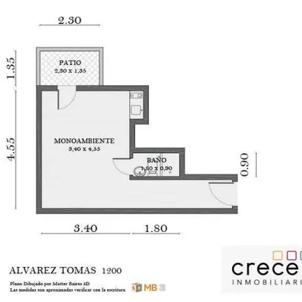 Rent this studio apartment on Avenida Álvarez Thomas 1254 in Chacarita, C1426 ELS Buenos Aires