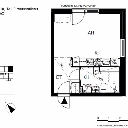 Rent this 1 bed apartment on Aurinkokatu 10 in 13100 Hämeenlinna, Finland