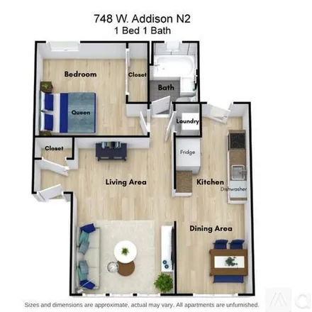 Rent this 1 bed apartment on 748 W Addison St