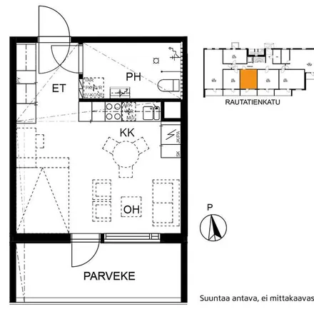 Rent this 1 bed apartment on Rautatienkatu 78 in 90120 Oulu, Finland