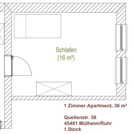 Rent this 1 bed apartment on Quellenstraße 58 in 45481 Mülheim an der Ruhr, Germany