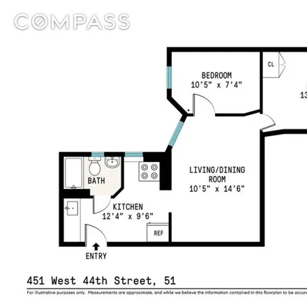 Rent this 2 bed house on 451 West 44th Street in New York, NY 10036