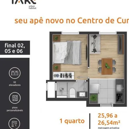 Buy this 1 bed apartment on Avenida Marechal Floriano Peixoto 1212 in Rebouças, Curitiba - PR