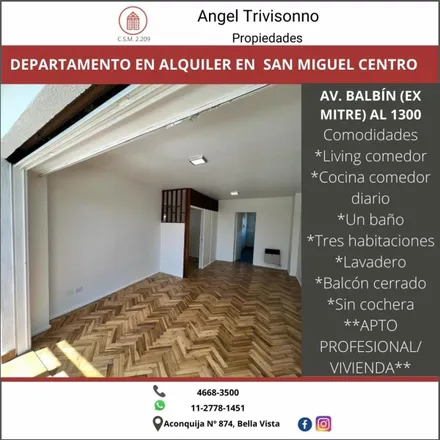 Rent this 3 bed condo on Avenida Doctor Ricardo Balbín 1280 in Partido de San Miguel, San Miguel