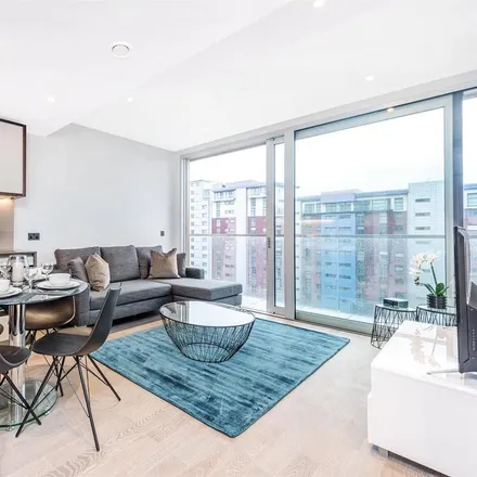 Rent this studio apartment on Bessborough House in 28 Circus Road West, Nine Elms