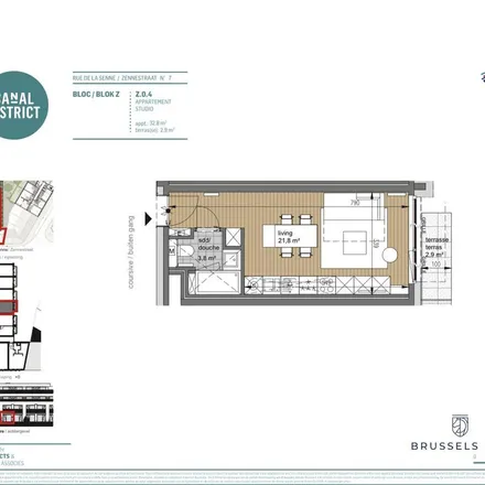 Rent this 1 bed apartment on Rue de la Senne - Zennestraat 7 in 1000 Brussels, Belgium