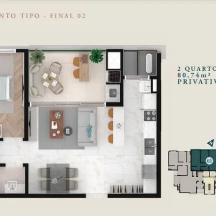 Buy this 2 bed apartment on Rua Maria Clara 33 in Alto da Glória, Curitiba - PR