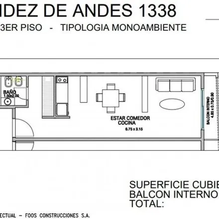 Buy this studio apartment on Méndez de Andes 1340 in Caballito, C1405 API Buenos Aires