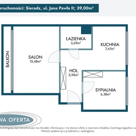 Rent this 2 bed apartment on Władysława Łokietka 49A in 98-200 Sieradz, Poland