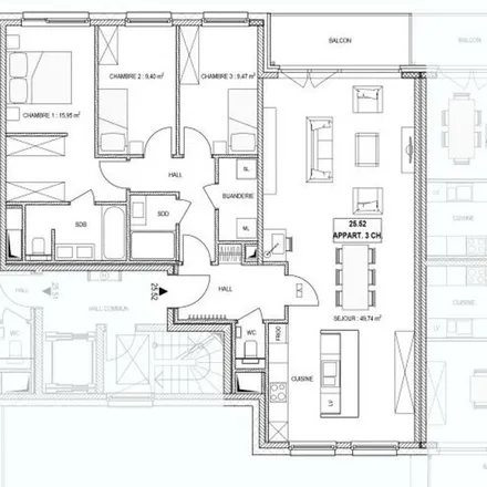 Rent this 3 bed apartment on Rue Fernand Brunfaut - Fernand Brunfautstraat 27 in 1080 Molenbeek-Saint-Jean - Sint-Jans-Molenbeek, Belgium