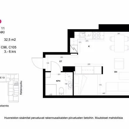 Rent this 1 bed apartment on Klaavuntie 11 in 00910 Helsinki, Finland