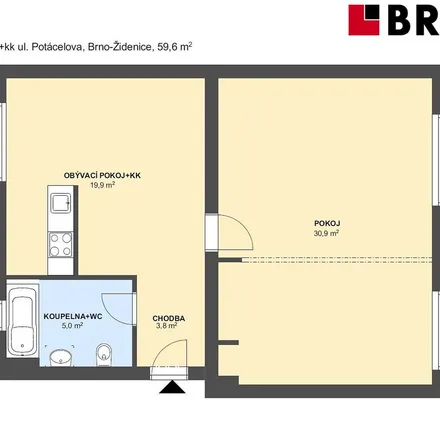 Rent this 1 bed apartment on Potácelova 1762/45 in 636 00 Brno, Czechia