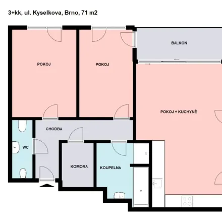 Rent this 3 bed apartment on Kyselkova 282/8 in 612 00 Brno, Czechia