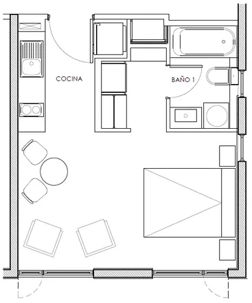 Rent this 1 bed apartment on Derco Center in Romero 2355, 835 0579 Santiago