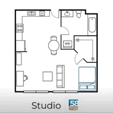 Rent this 1 bed apartment on "58 West" Leasing Office in 5800 Jefferson Commons Circle, Oshtemo Charter Township