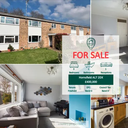 Buy this 3 bed townhouse on Hornsfield in Welwyn Garden City, AL7 2DX