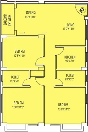 Rent this 3 bed apartment on Paymental Garden Lane in Tangra North, Kolkata - 700105