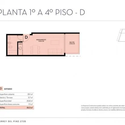 Buy this studio apartment on Virrey Del Pino 2744 in Colegiales, C1426 ABC Buenos Aires