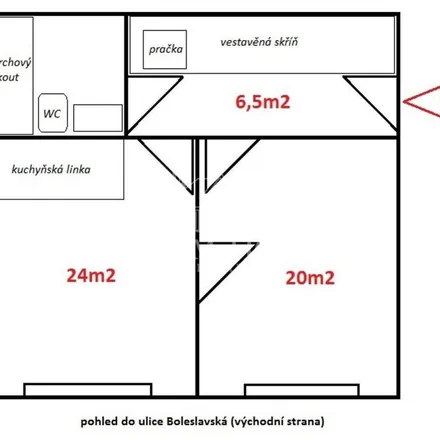 Rent this 2 bed apartment on Boleslavská 1468/3 in 130 00 Prague, Czechia