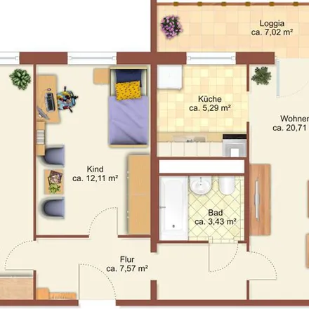 Rent this 3 bed apartment on Bruno-Granz-Straße 8 in 09122 Chemnitz, Germany