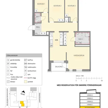 Rent this 4 bed apartment on Gävle Strands vård- och omsorgsboende in Wilhelmina Skoghs gata 3, 803 02 Gävle