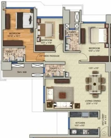 Rent this 3 bed apartment on Mahatma Gandhi Road in Zone 4, Mumbai - 400067