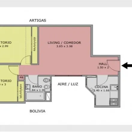 Buy this 2 bed apartment on Espacio Cultural Marcó del Pont in General José Gervasio Artigas 202, Flores
