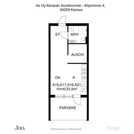 Rent this 1 bed apartment on Paasikiven nuorisokylä in Porvoontie 10A, 04220 Kerava
