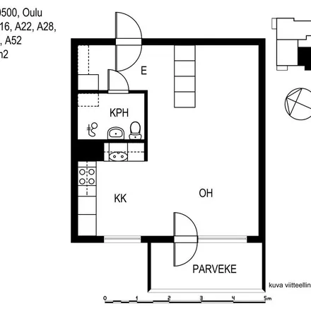 Rent this 1 bed apartment on Kalliotie 17 in 90500 Oulu, Finland