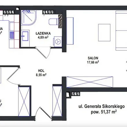 Rent this 2 bed apartment on Generała Władysława Sikorskiego 16 in 09-410 Płock, Poland