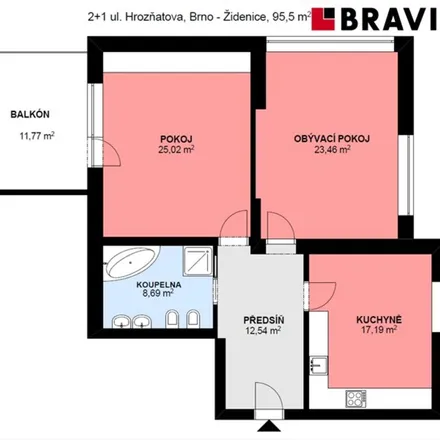 Rent this 2 bed apartment on Hrozňatova 2932/15 in 615 00 Brno, Czechia