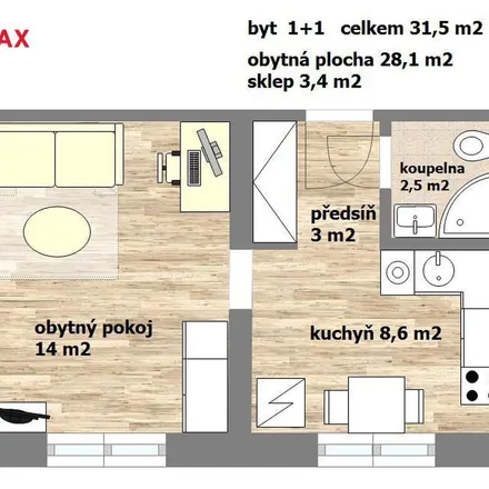 Rent this 1 bed apartment on Stallichova 934/5 in 140 00 Prague, Czechia