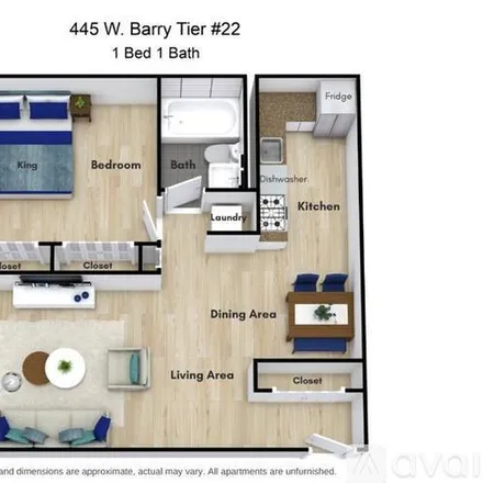 Rent this 1 bed apartment on 445 W Barry Ave