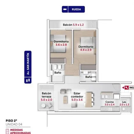 Buy this 2 bed apartment on Avenida José de San Martín 2900 in España y Hospitales, Rosario