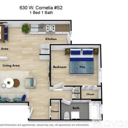 Rent this 1 bed apartment on 630 W Cornelia Ave