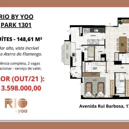 Buy this 3 bed apartment on Morro da Viúva in Avenida Rui Barbosa, Flamengo