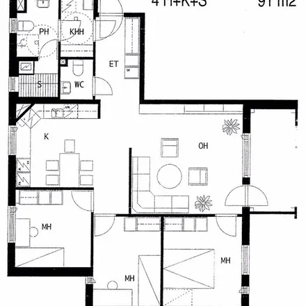 Rent this 4 bed apartment on Iltarannantie 2 in 40100 Jyväskylä, Finland